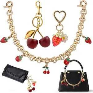 3 Pcs Pearl Cherry Keychains Charms Bag Replacement Extension Chain For Crossbody Bags Handle Purse Handbag Decorations Chain, Valentine's Day Birthday Wedding Favors Anniversary Gift