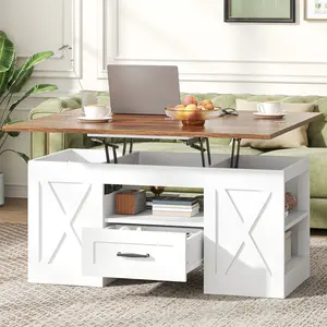 Coffee Table, 39.37" Lift Top Coffee Table with Drawer & Open Storage Shelves, Large Rectangular Farmhouse Living Room Table, Center Table for Living Room, Home Office, Espresso