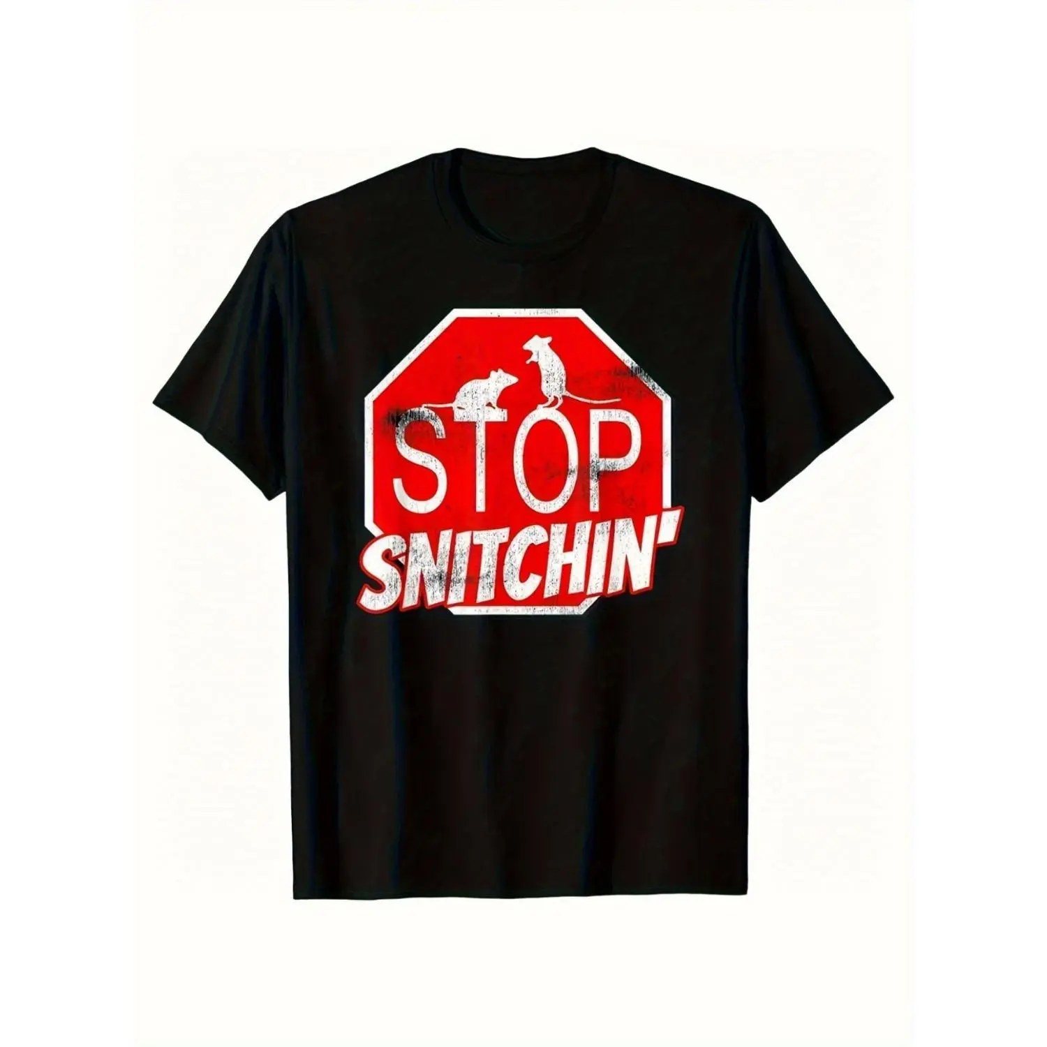 Stop Snitchin Graphic Drippy T-Shirt for Men Women Urban Streetwear Tee with Bold Red Traffic Design Cotton Crewneck All Season Casual Wear or Funny Gift Streetwear Fashion Playful Design Comfortable Fit Breathable Material Youth