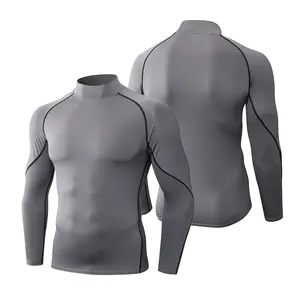 Fitness Slim Fit Running Men's Long Sleeve Outdoor Sports Elastic Quick Drying Cycling Training Thin Tight Turtleneck