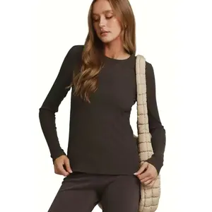 Umgee Smoke Brushed Rib Long Sleeve Top