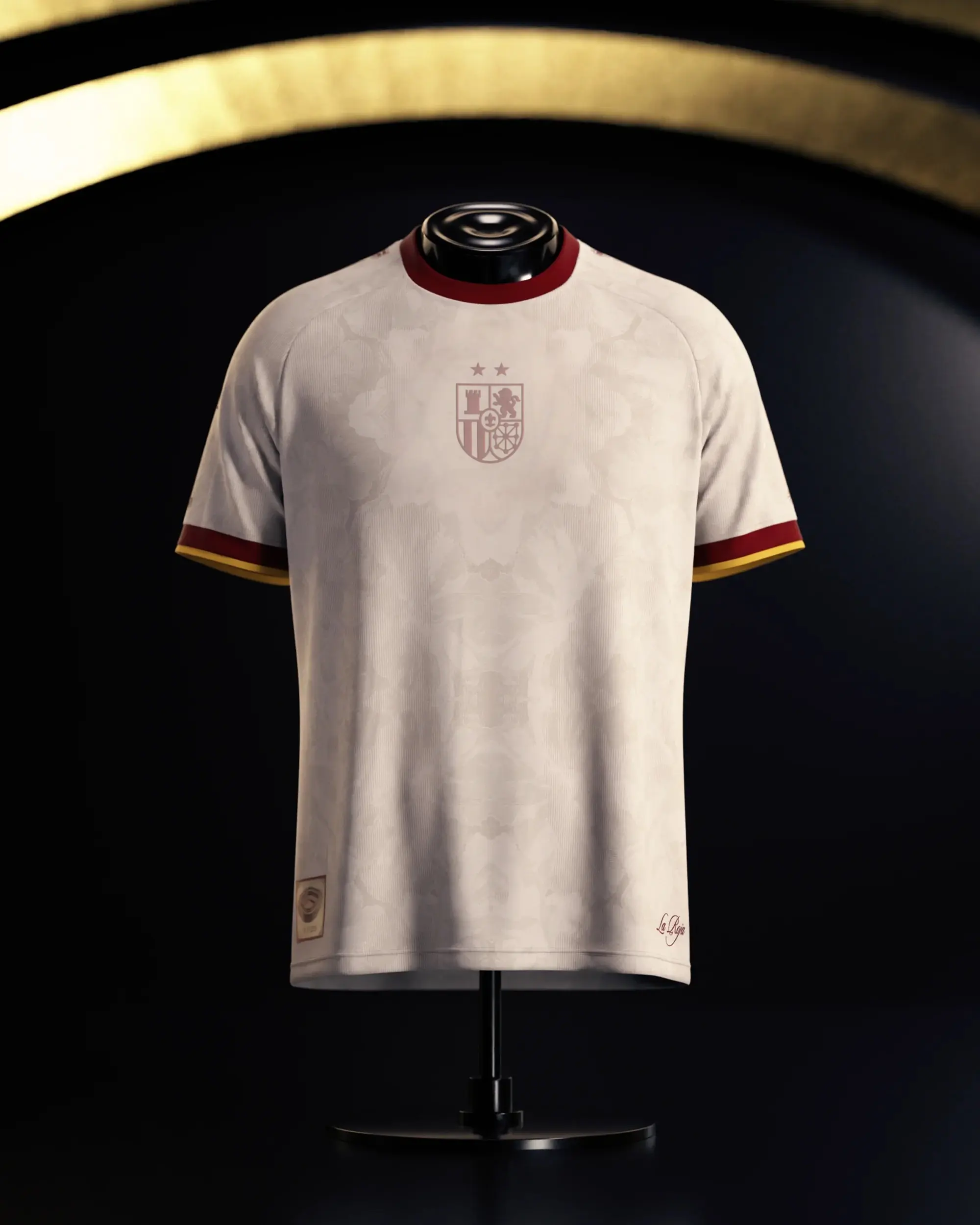 La Roja Ivory Heritage Soccer Jersey, España Inspired Cream Football Jersey with Burgundy Gold Trim, Short Sleeve Fan Jersey, Breathable Game Day Athletic Sportswear for Men Women