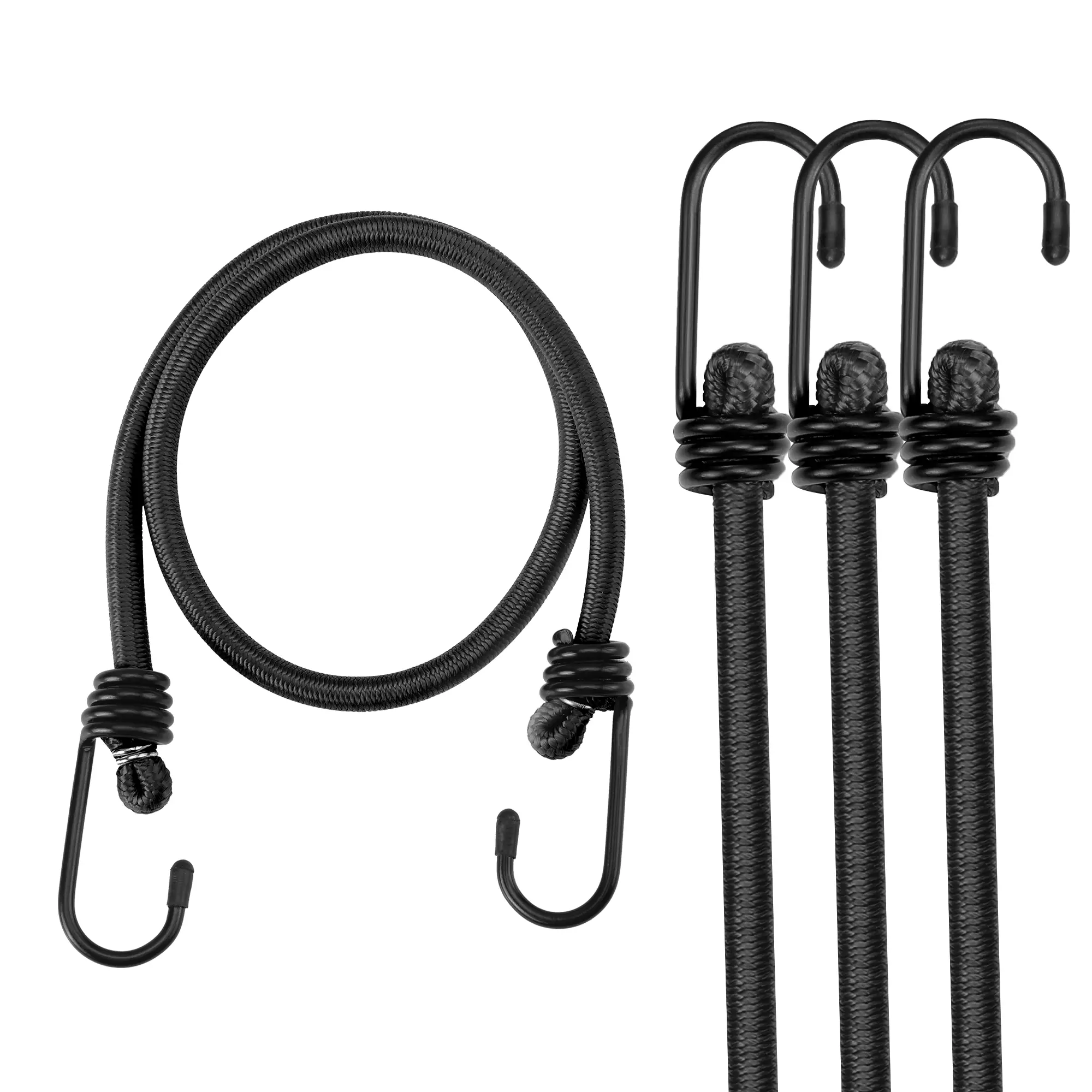 #fathersdaygift WORKPRO 24 Inch Bungee Cord with Hooks, 4 Pack Superior Rubber Heavy Duty Straps Strong Elastic Rope for Outdoor Tent, Luggage Rack, Camping, Cargo, RV, Bike, Transporting, Storage, Black