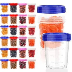 24 Pack 4 Oz Freezer Storage Containers with Lids, Soup Containers with Lids, Airtight Condiment Cups for Salad Dressing, Meal Prep, Snack, BPA Free, Leakproof, Microwave & Dishwasher Safe