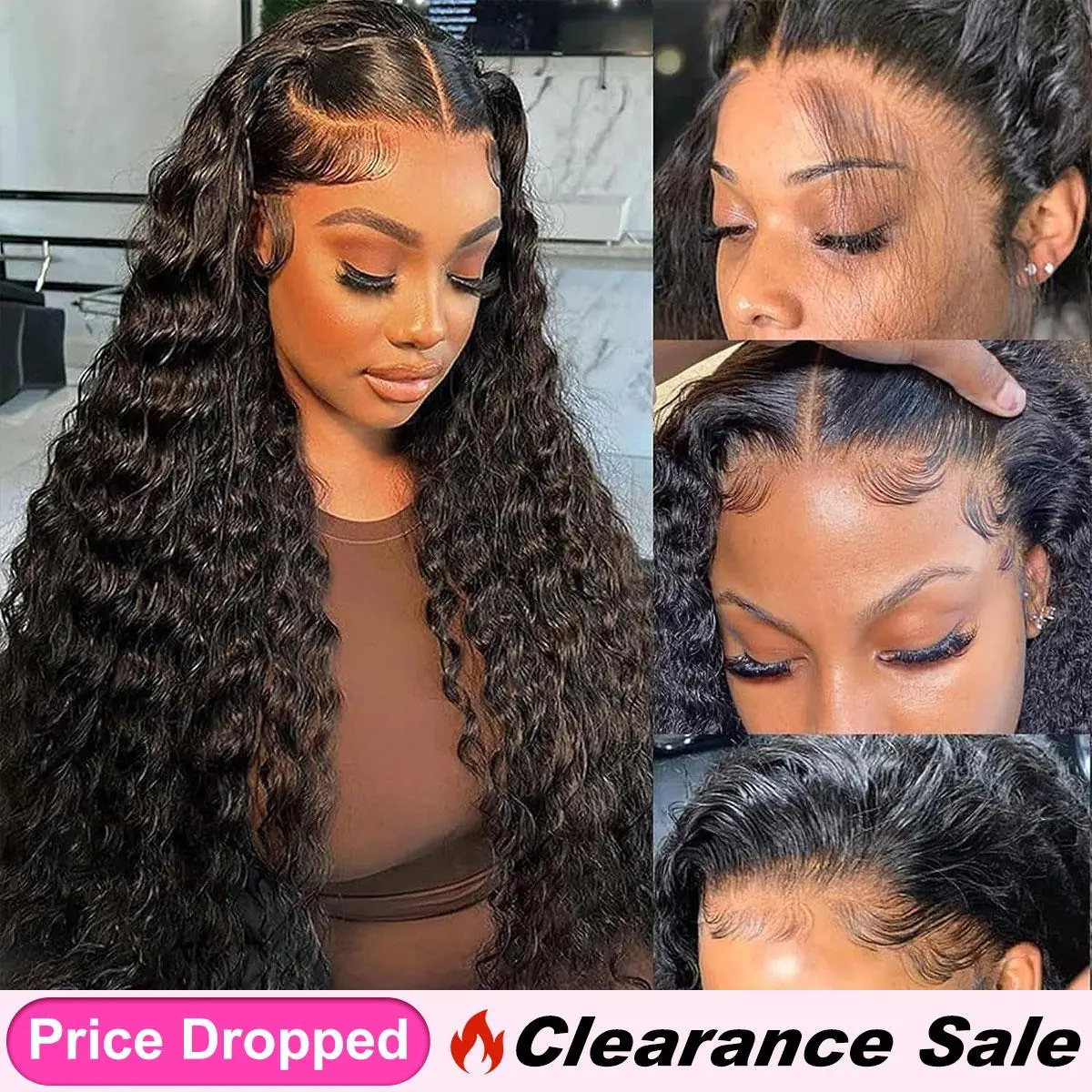 [Clearance Sale] BGMgirl Water Wave Pre Bleached Knots 13*4 HD Lace 250% Density Front Wig Human Hair Pre Plucked Natural Hairline Wet and Wavy Human Hair Frontal Wigs #mothersdaygift #SummerVibes