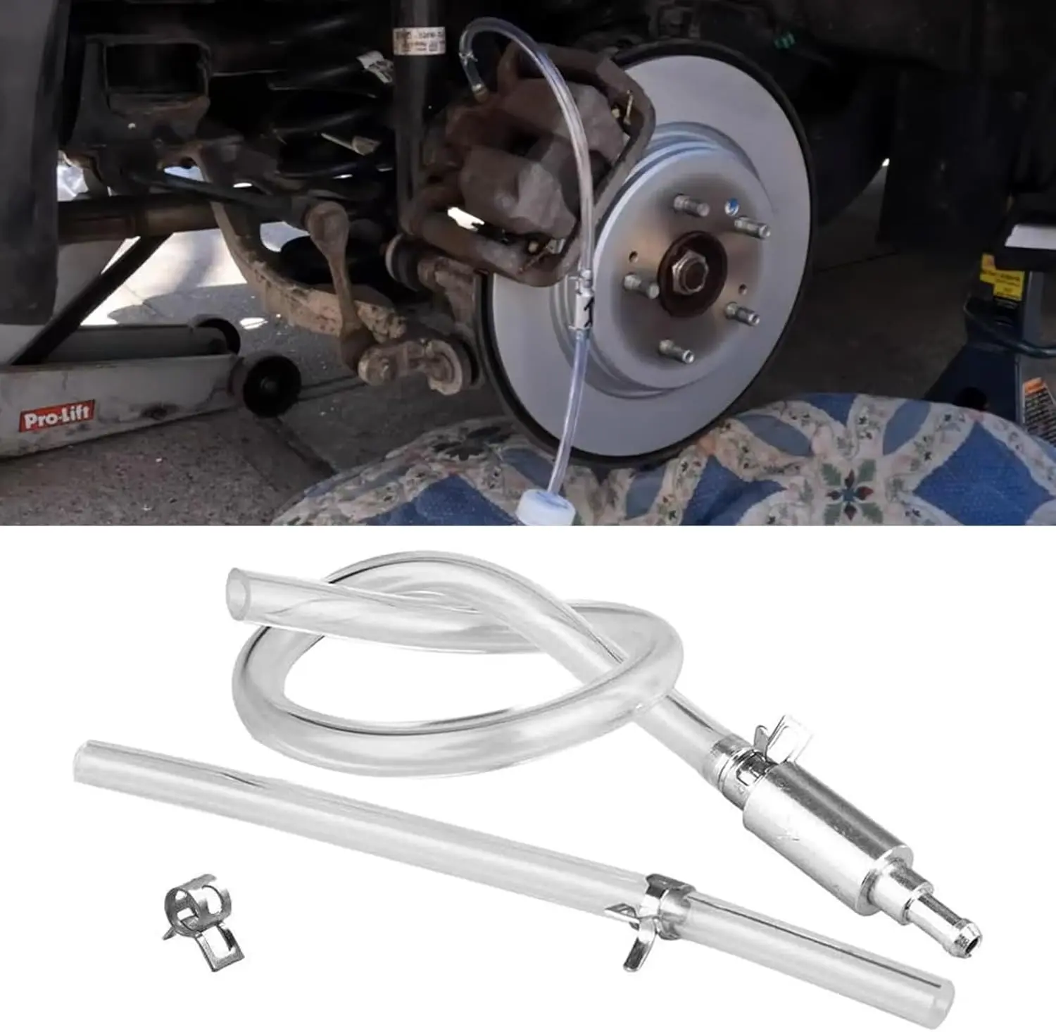 Brake Bleeder Hose, One Way Check Valve Tube Bleeding Tool Kit for Car Motorcycle Clutch, Universal Brake Fluid Bleeder Kit for Hydraulic Brake System, Soft Tube with Metal Clips, Motorcycle Accessories, TikTokShopBlackFriday