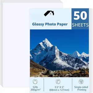 3.5x5 Photo Paper, Glossy Photo Papers 50 Sheets, 3.5 x 5 Inkjet Printer Photo Paper for Dye Ink, 200 GSM