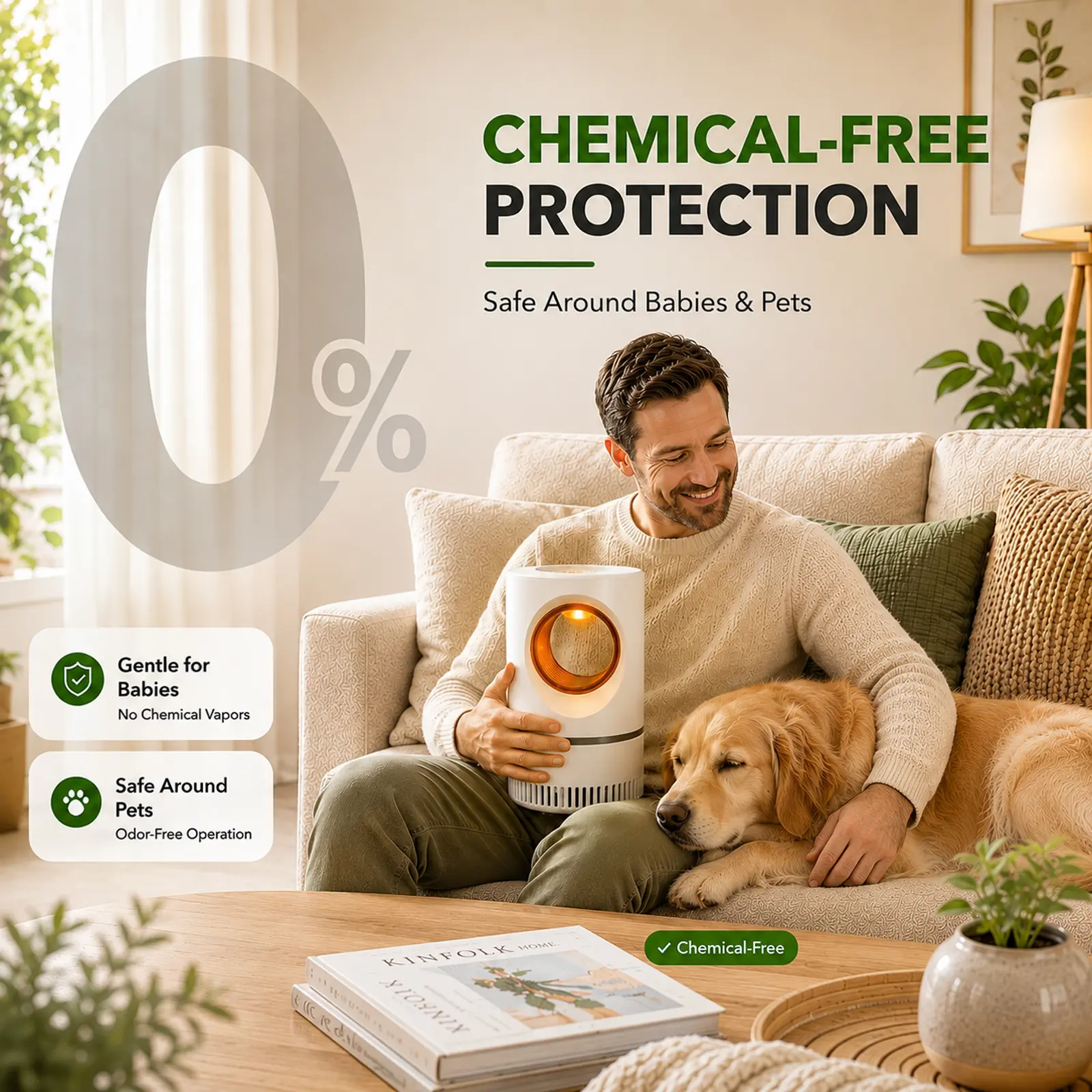 UV Light Mosquito Trap Lamp, Ultra Quiet 30dB Insect Catcher with Strong Suction, Chemical Free Safe for Kids Pets, Indoor Bedroom Mosquito Killer