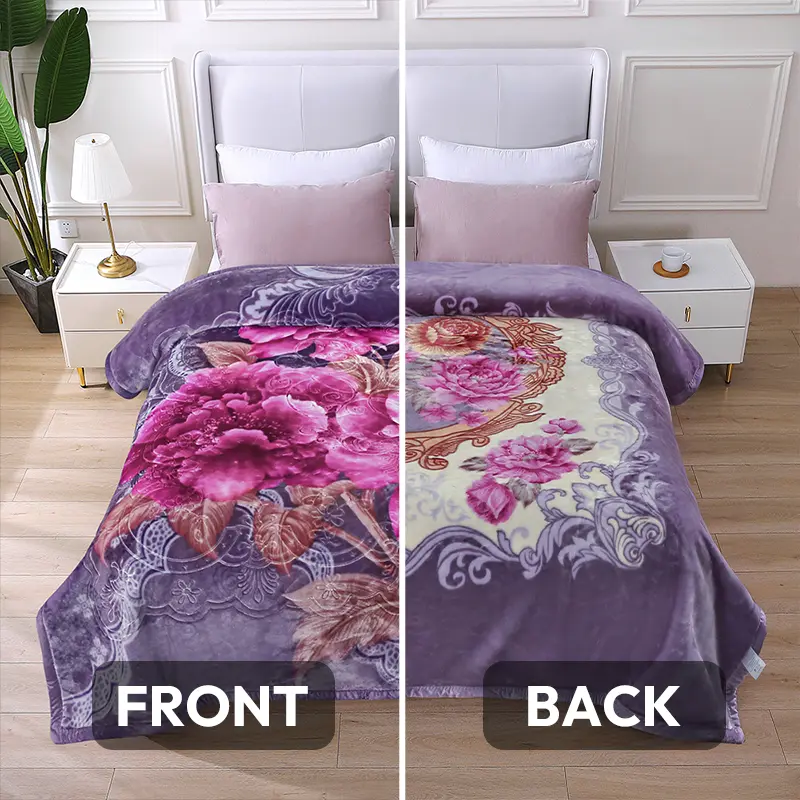 5.6 lbs Blanket 83"×91",Soft Warm 2-Ply Reversible Silky Throw, A/B Print All Season Late Autumn Winter Shrink Resistant