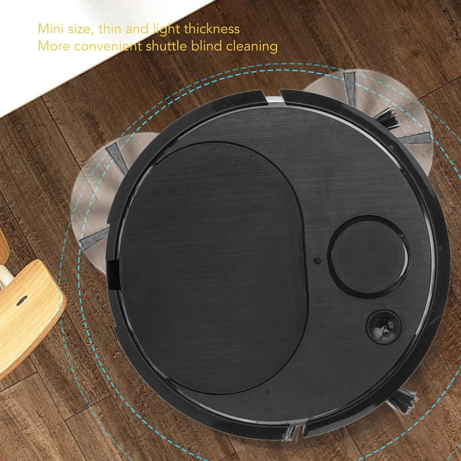 2027 New Mini Robot Vacuum for Car, Car Robot Vacuum, Compact Mini Cleaner Sweeping Robot, 3 in 1 Rechargeable Smart Cleaning Machine with Wet Mopping for Hard Floors Pet Hair Carpets (Black*1)