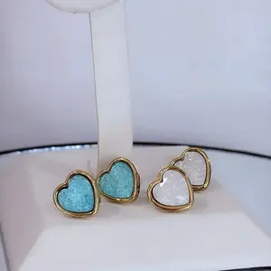 Heart Design Stud Earrings #0113 - Stainless Steel Hypoallergenic No Tarnish High Quality Daily Use