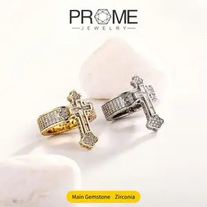 (CR004N) Vintage Crest Cross Ring 5A CZ Hand-Set Antique Finish Unisex Heritage Gift Statement Jewelry for Men & Women