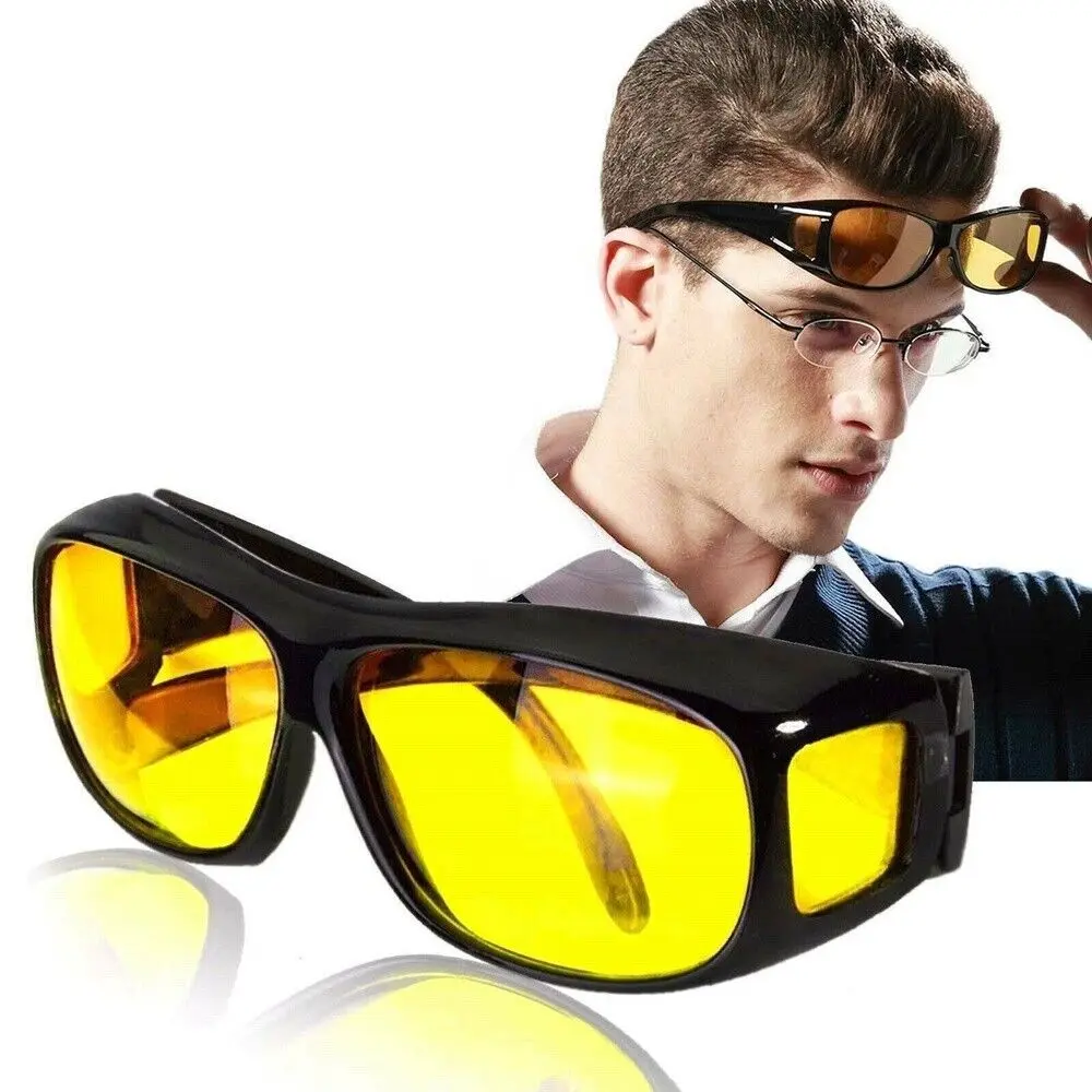 HD Night Vision Wrap Around Glasses As Seen on TV Nighttime Driving Rain or Snow Glasses Anti Glare Polarized for Men Women