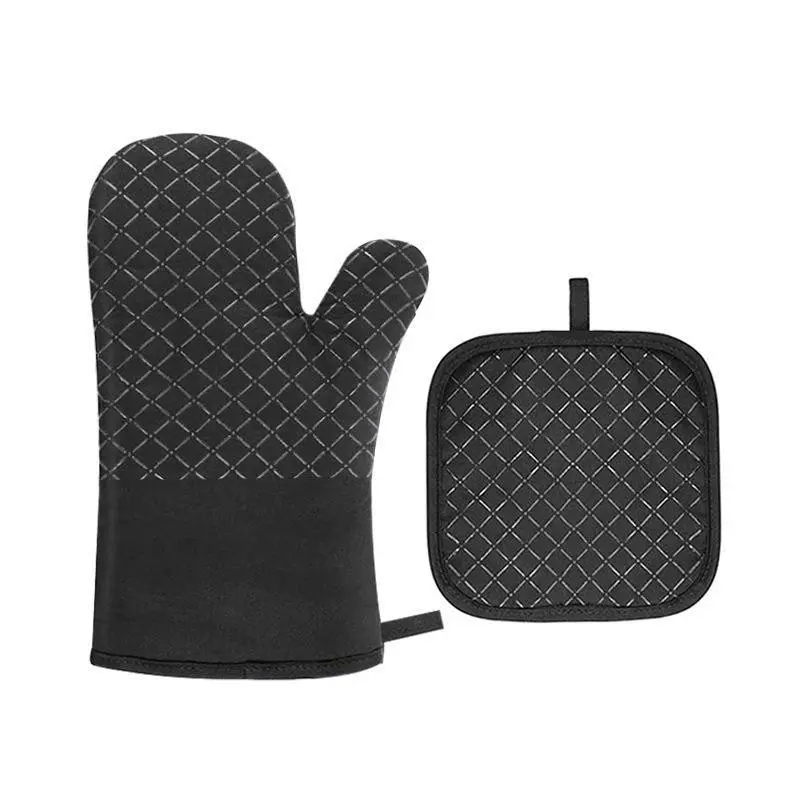 Silicone Oven Mitts Set (2pcs/4pcs), Thick Heat Resistant Gloves & Insulated Pads, Non-Slip Kitchen Accessories for Baking & Cooking, Bakeware, Kitchenware, Home