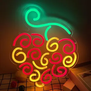 Cyber Fruit-Cherry Lamp Led Neon Sign.Cute Christmas Bedroom  Room Decor Gifts Merch Party Supplies for Wall Art  USB   Night Light Living Room Shop Bar