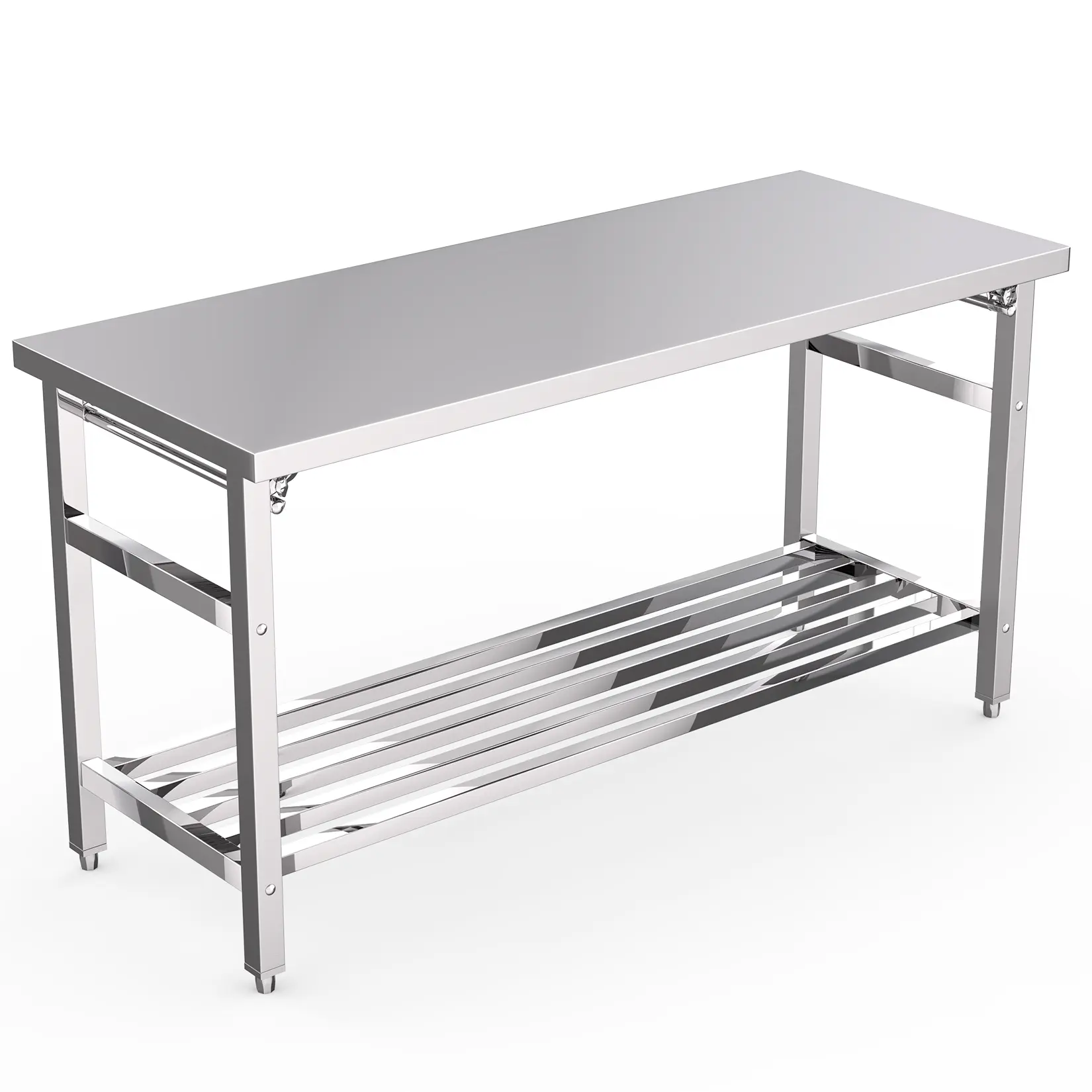 Garvee Upgraded Folding Work Table, Heavy-Duty Stainless Steel, 24 x 60 Inch, Adjustable Undershelf, NSF Certified, Easy Assembly, Durable Silver Finish, Commercial Prep Table for Kitchen, Restaurant, Office, Laundry