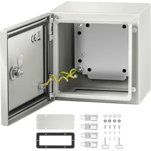 VEVOR NEMA 4X Metal Electric Enclosure, 8x8x6'' Metal Case, IP66 Waterproof Enclosure Dustproof, Water & Dust Resistant, Suitable for Outdoor & Indoor Electrical Connections