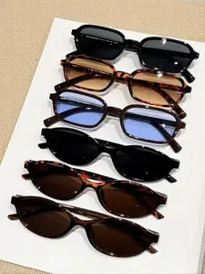 6 Pcs Small Frame Oval Glasses Set, Stylish Daily & Outdoor Use, Perfect for Fashionable Look, Unisex Trending Glasses