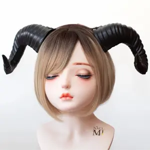 Plain Black Huge Horn Forest Gothic Demon Nymph Ram Horn Headdress Headband Punk Evil sheep Diablo Photography Cosplay