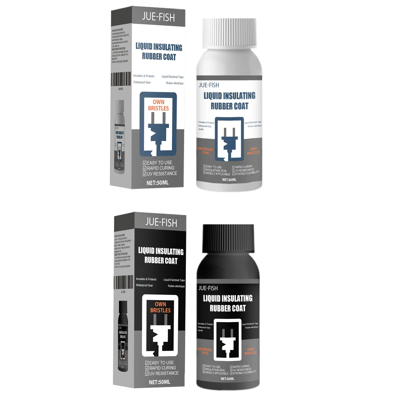 Liquid Insulating Rubber Coat Spray - Waterproof, Fast-Drying, Heat-Resistant Protective Coating with Brush-On Formula for Wires, Auto Engine Cables, Circuit Boards, Batteries (Cable Protection for Marine Use)
