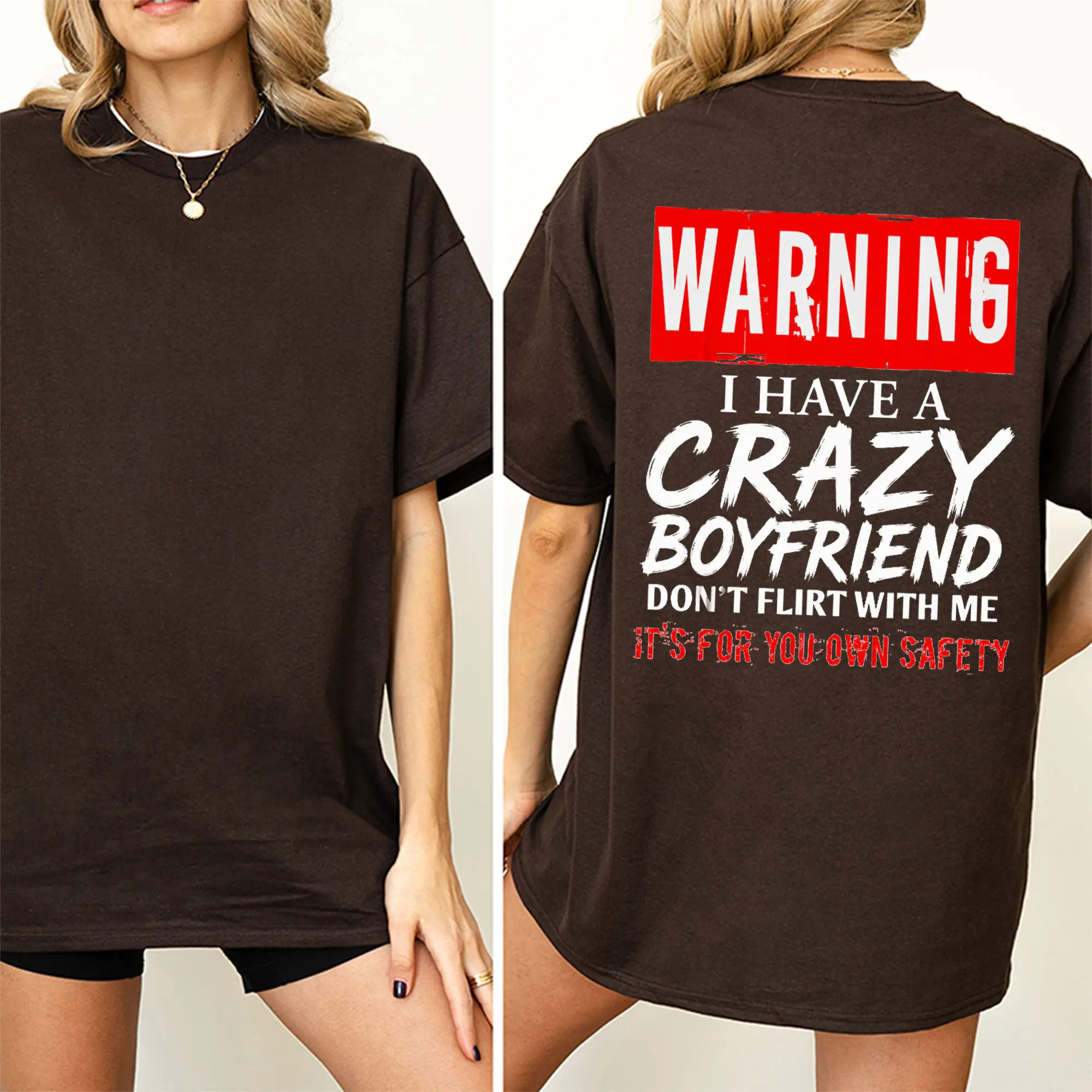 [100% Cotton] Don't Flirt With Me T-Shirt, Funny Matching Couple Graphic Tee, Warning Crazy Boyfriend Shirt, Crazy Girlfriend Tee, Don't Flirt With Me Oversized Tee, Funny Relationship Tshirt, Gift For Boyfriend Girlfriend