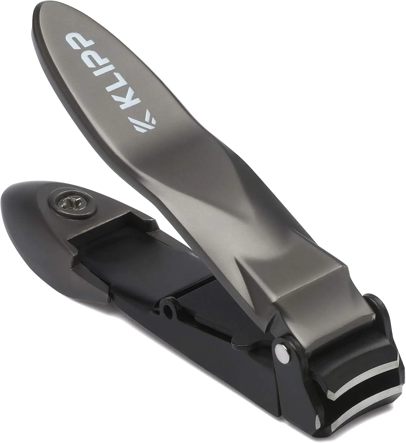 KLIPP Nail Clipper for Men - Catcher-Heavy Duty Stainless Steel, Razor-Sharp, Ergonomic for Toenails & Fingernails, Grooming Gift with Ziplock Pouch | Essential Manicure & Pedicure Tool