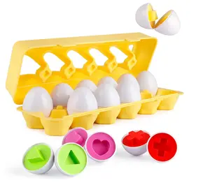 Color & Shapes Matching Egg Toy - Shape Sorting & Color Recognition Learning Toy for Toddlers - Preschool Game - Montessori Education - Easter Eggs