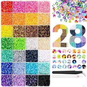 VIBRANT GEMS 32000Pcs Resin Rhinestones with Tweezers for Crafting Mixed-Color 3mm Bedazzling Crystal with Gifted Tools Jewelry for DIY Crafts Clothing Tumblers Shoes Fabric Nail Art Colorful