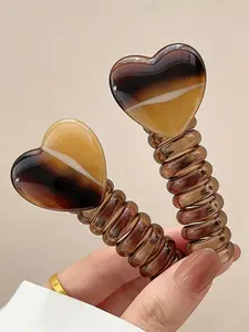 2pcs New Braided Hair Tie Heart Straight High Elasticity Hair Accessory for Women, Elegant Bubble Braid Hair Rope