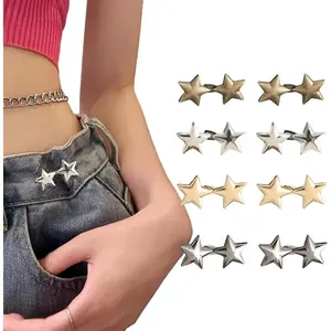 Pant  Tightener, 8 Sets Adjustable Pentacle Button for Jeans, Instant Removable Jean Buttons for Loose Jeans, No Sewing Required Pant Clips for  Tightener, Button Pins for Pants