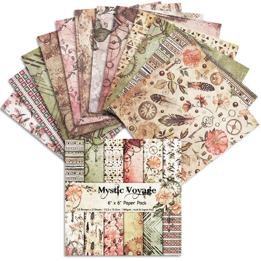 6-Inch Single-Sided Pattern Paper, 96 Sheets Crafting Supplies for Scrapbooking, Junk Journal, Planner Card Backgrounds