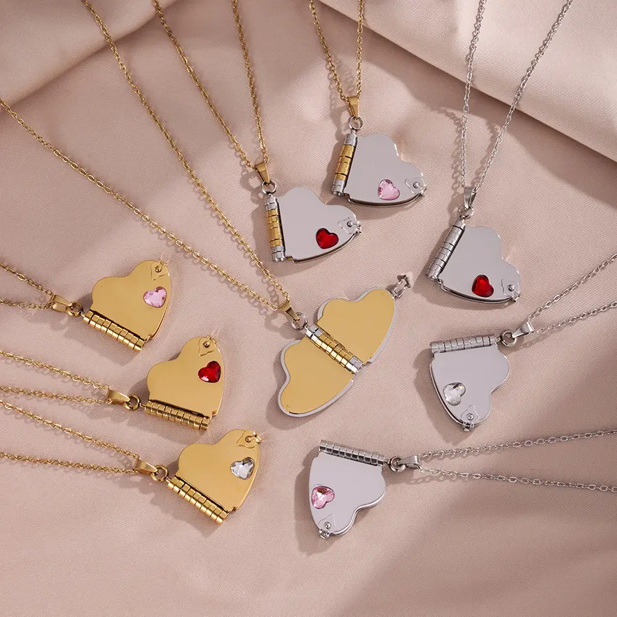 Unisex Customizable Engraved Letter Heart-Shaped Book Pendant Necklace - Long Stainless Steel Chain, Birthstone Accent, Casual Elegant Costume Jewelry for Birthday, Commemorating Memories Gift