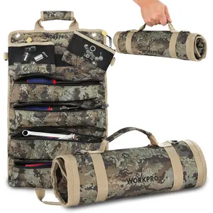#Summervibes WORKPRO Roll Tool Bag with Detachable Pouches, Heavy Duty Organizer - 6 Pockets, for Mechanics, Electricians, Plumbers & Carpenters
