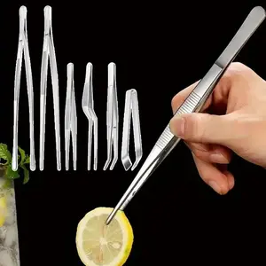 A set of 6 Stainless Steel Cooking Tweezers Set, 12" and 6.3" Mini Tongs, Professional Chef Tweezers for Cooking, Repairing, Seafood, Barbecue, Multi-purpose Kitchen Accessories - Tools & Hardware.