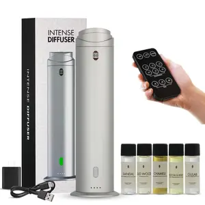 Intense Diffuser Silver – 120ml, Aromatherapy Diffuser with Remote, Covers 1000 Sq Ft, Adjustable Mist & Timer, Starter Kit for Home, Office & Hotel - Waterless