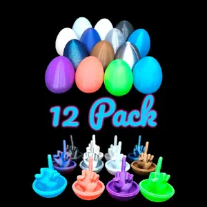 12 Pack Easter Egg Surprise Middle Finger Egg – Funny 3D Printed Gag Gift Spheres with Unique Designs