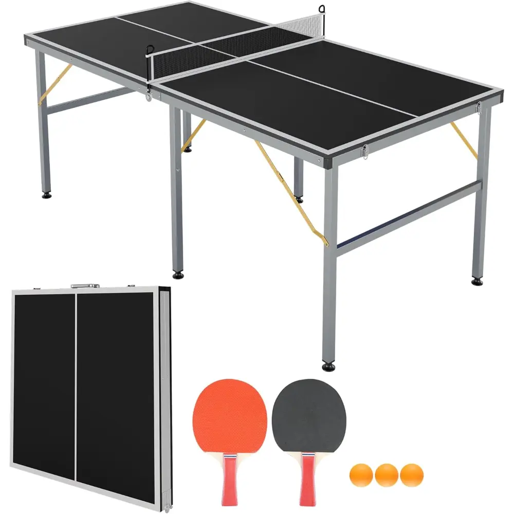 Portable Ping Pong Table,6X3 ft Professional Indoor/Outdoor Table Tennis Tables Game with Net for Adults/Teens,2 Tennis Paddles and 3 Balls- Quick Assembly, Table Tennis Racket
