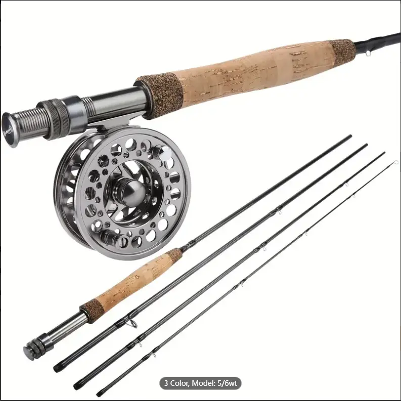 Sougayilang 5/6wt Fly Fishing Rod, Lightweight Ultra-Portable 4 Pieces Graphite Fly Rod For Complete Starter