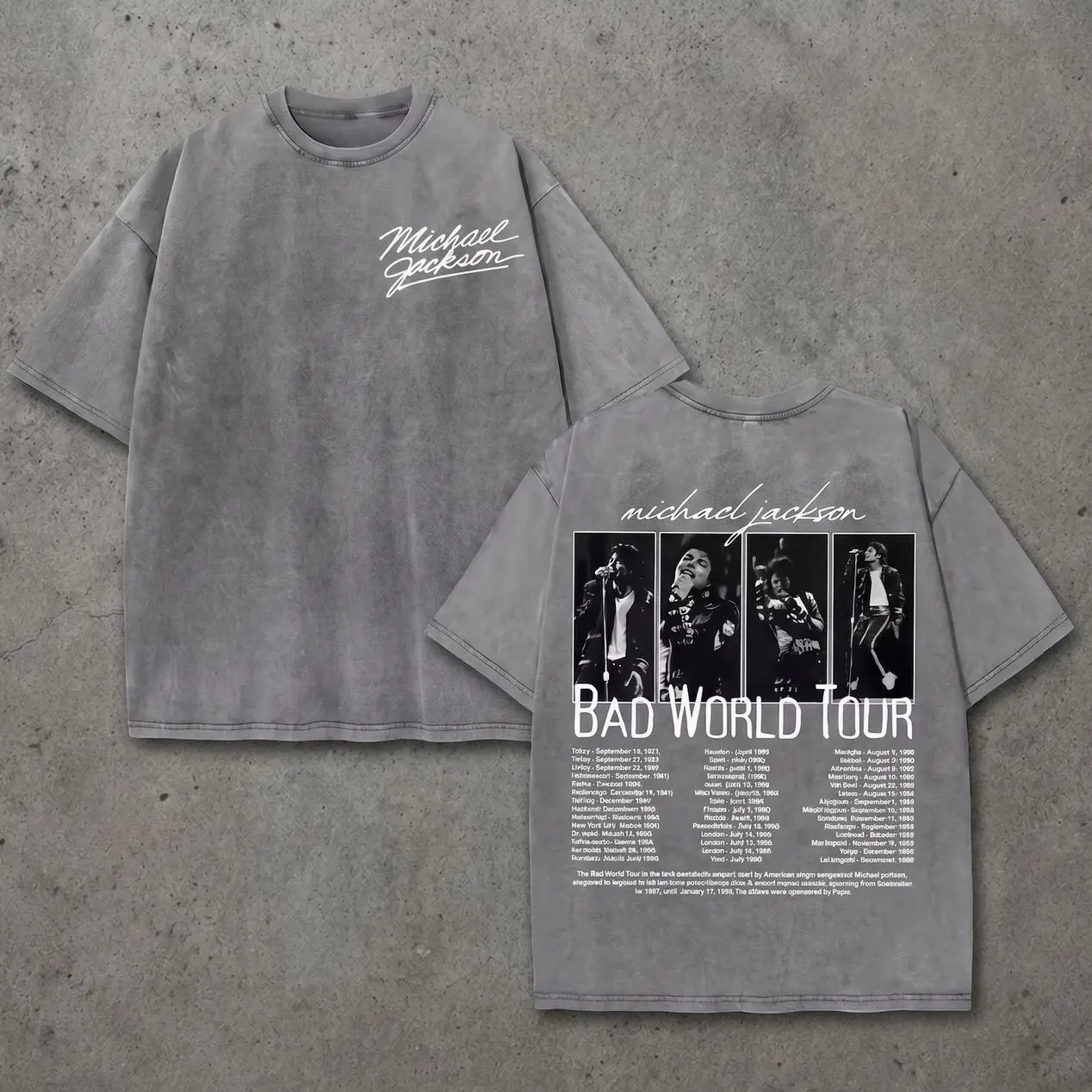 Micheal Jackson T-Shirt "BAD WORLD TOUR", Oversize Y2K StreetWear Tee shirt, Graphic shirts, 2000s, Gift Kids and Adult 0WO