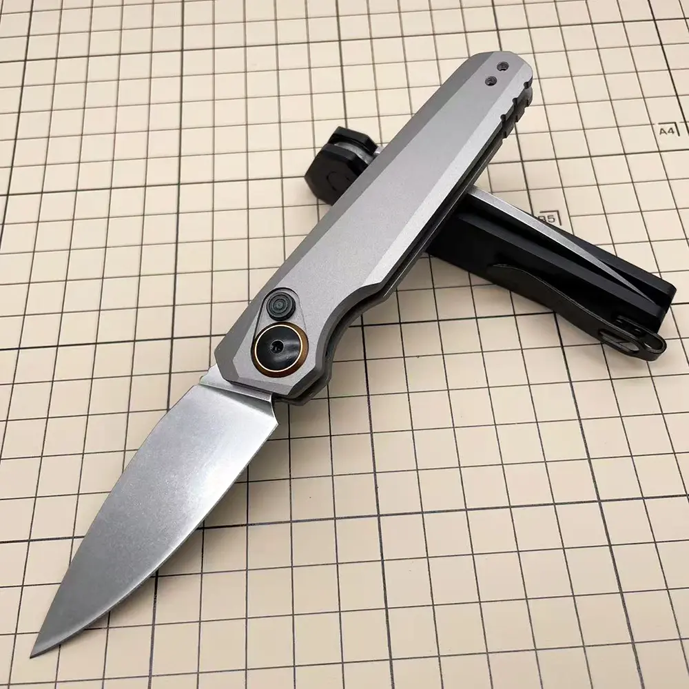 Compact Folding Pocket Knife for Adults with 2.9-Inch CPM-154 Blade, Lightweight Aluminum Handle for Discreet Carry, Camping & Fishing, Lightweight Tools, Stainless Steel, Deep Carry, Button Lock