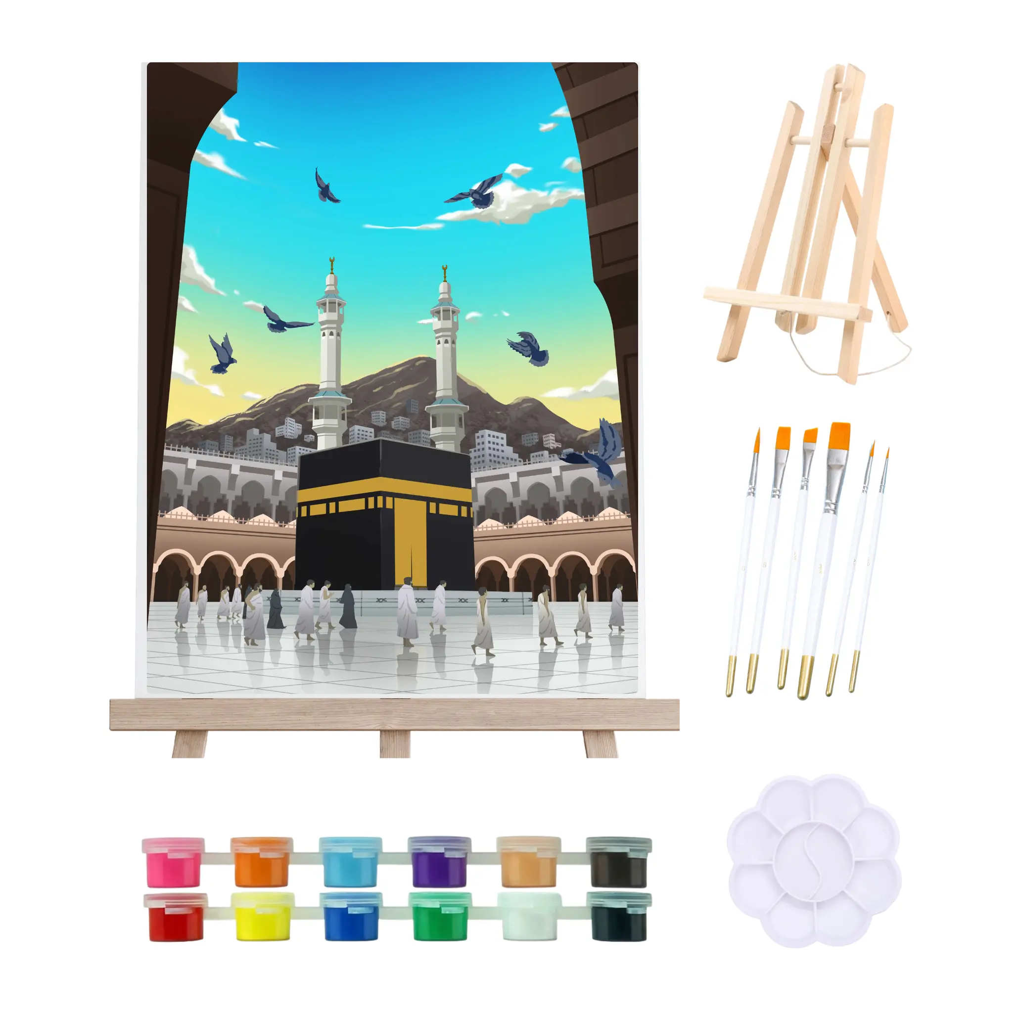 Islamic Paint-by-Numbers DIY Kit | Islamic Art Gift for Eid & Ramadan