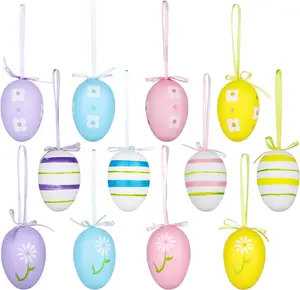 12Pc Easter Hanging Egg Decorations – Colorful Easter Ornaments for Tree, Basket & Home Decor | Easter Party Supplies & Favors