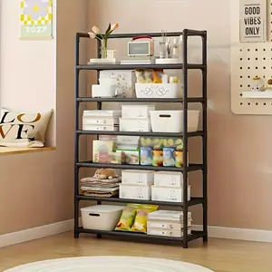 Multi-Layer Metal Storage Rack, Space-Saving Organizer for Kitchen & Garage, Elegant Shelving Unit for Home Decor, Practical Furniture