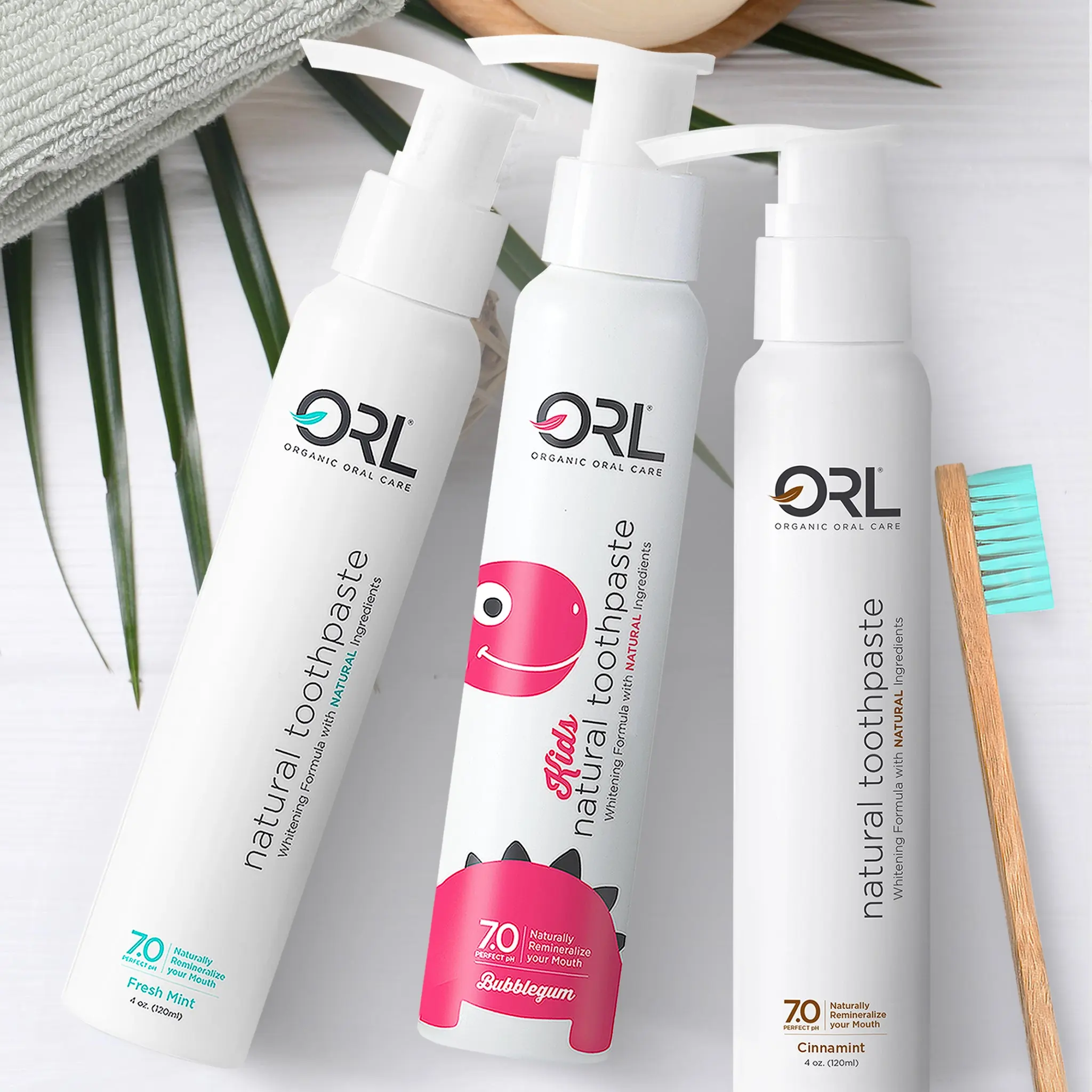 ORL Natural Fluoride-Free Toothpaste | 120ml | Organic Mint Oral Care with Essential Oils, Vitamins & Xylitol | Whitening, Cavity Protection & Vegan