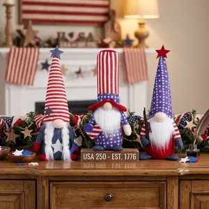 4th of July Patriotic Gnomes Decorations - 3PCS Handmade Gnomes American Stars&Stripes Plush Elf Scandinavian Tomte Veterans Memorial Day Gift - Fourth of July Independence Day Table Ornament Home Decor Ornaments