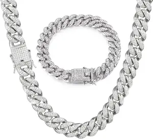 NEW ARRIVAL — GLACÉ Iced-Out Cuban Link Chain & Bracelet Set (Silver Edition) GLACE