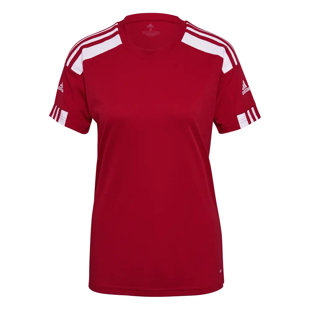 adidas Womens Squadra 21 Crew Neck Short Sleeve Jersey Soccer Cleats - Red adidas Womens Squadra 21 Crew Neck Short Sleeve Jersey Soccer Cleats - Red