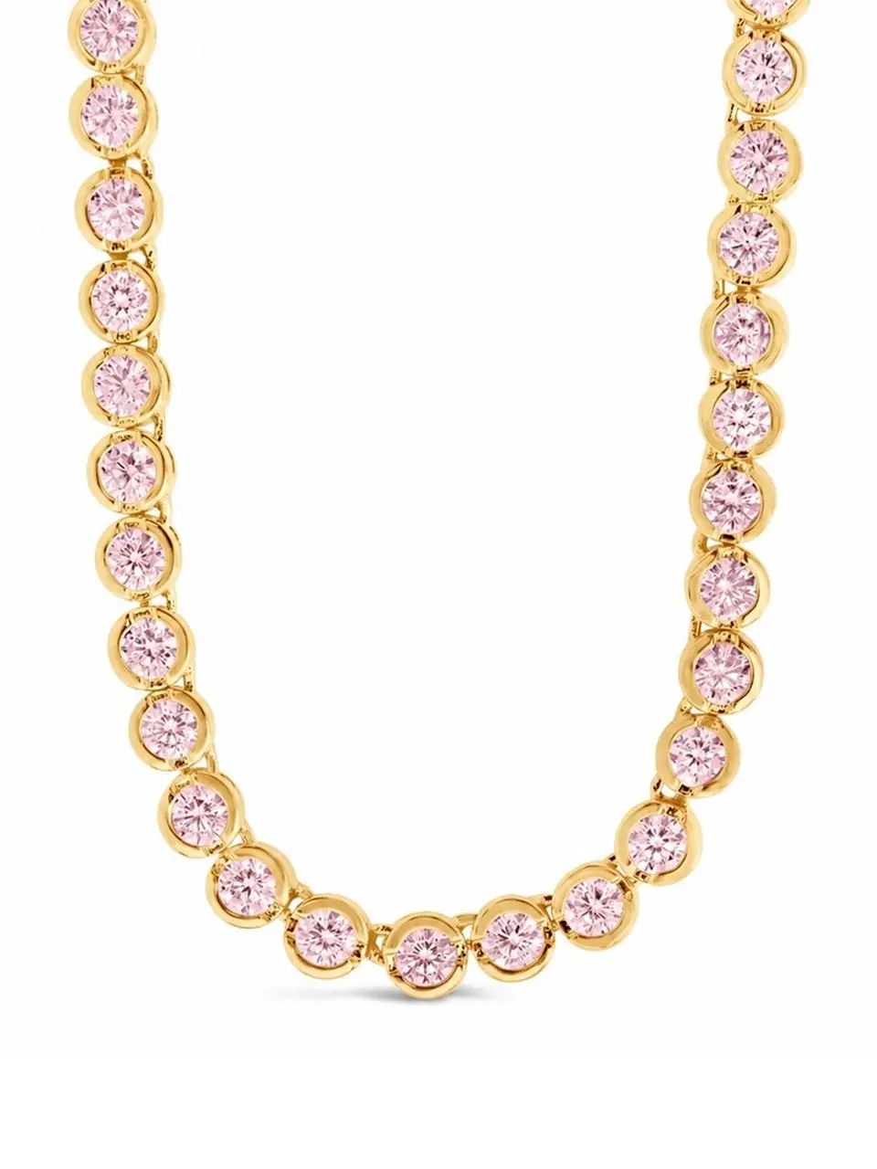 Helene Bezel Light Pink CZ Tennis Necklace Helene Bezel Light Pink CZ Tennis Necklace