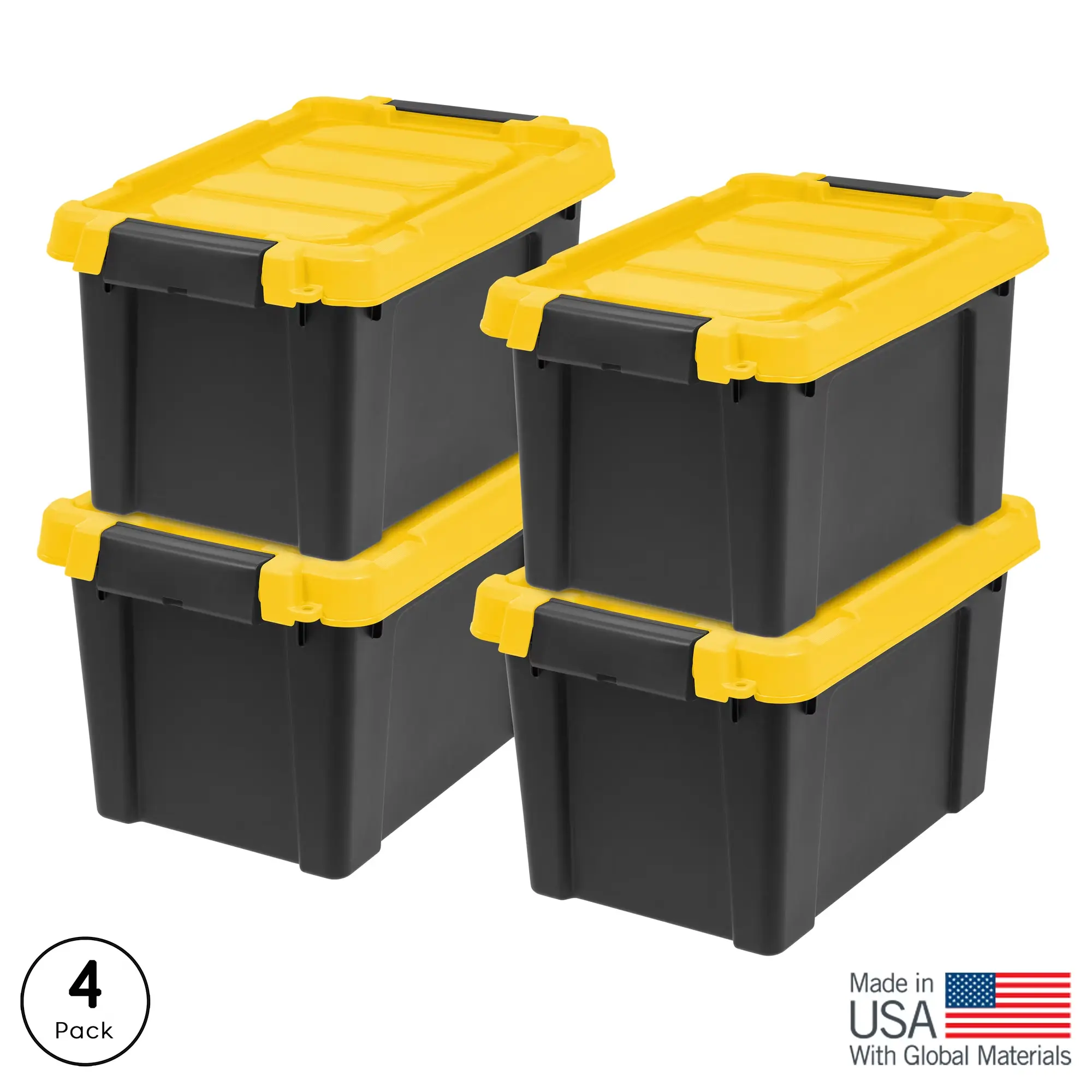 4-Pack 5 Gal Stackable Plastic Storage Bins with Secure Latching Lids, Home Organizer Totes for Home Supplies