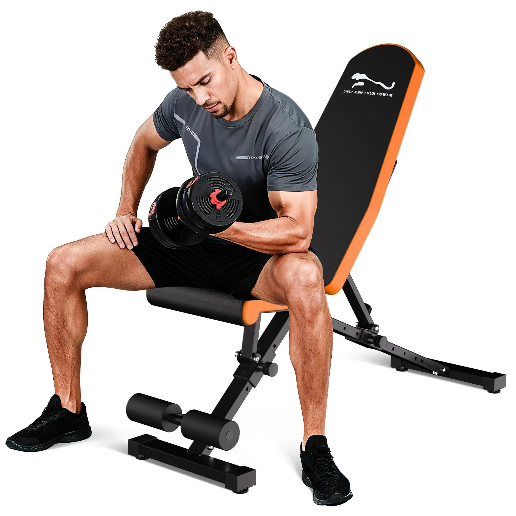 GARVEE Adjustable Multi-Angle Weight Bench - 800LB Capacity Heavy-Duty Workout Bench Press for Home Gym Strength Training, Quick Fold Space-Saving (Decline/Flat/Incline Positions)